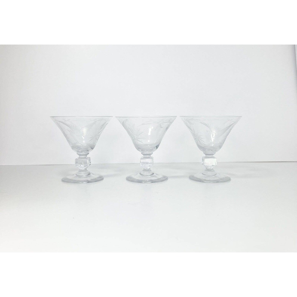 Glastonbury Lotus BIRDS OF PARADISE, Set of 3 Liquor/Champagne Glasses, 4 1/4”
